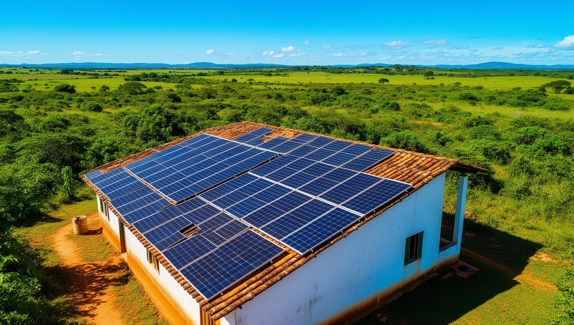 Painéis solares em casa rural na Bahia